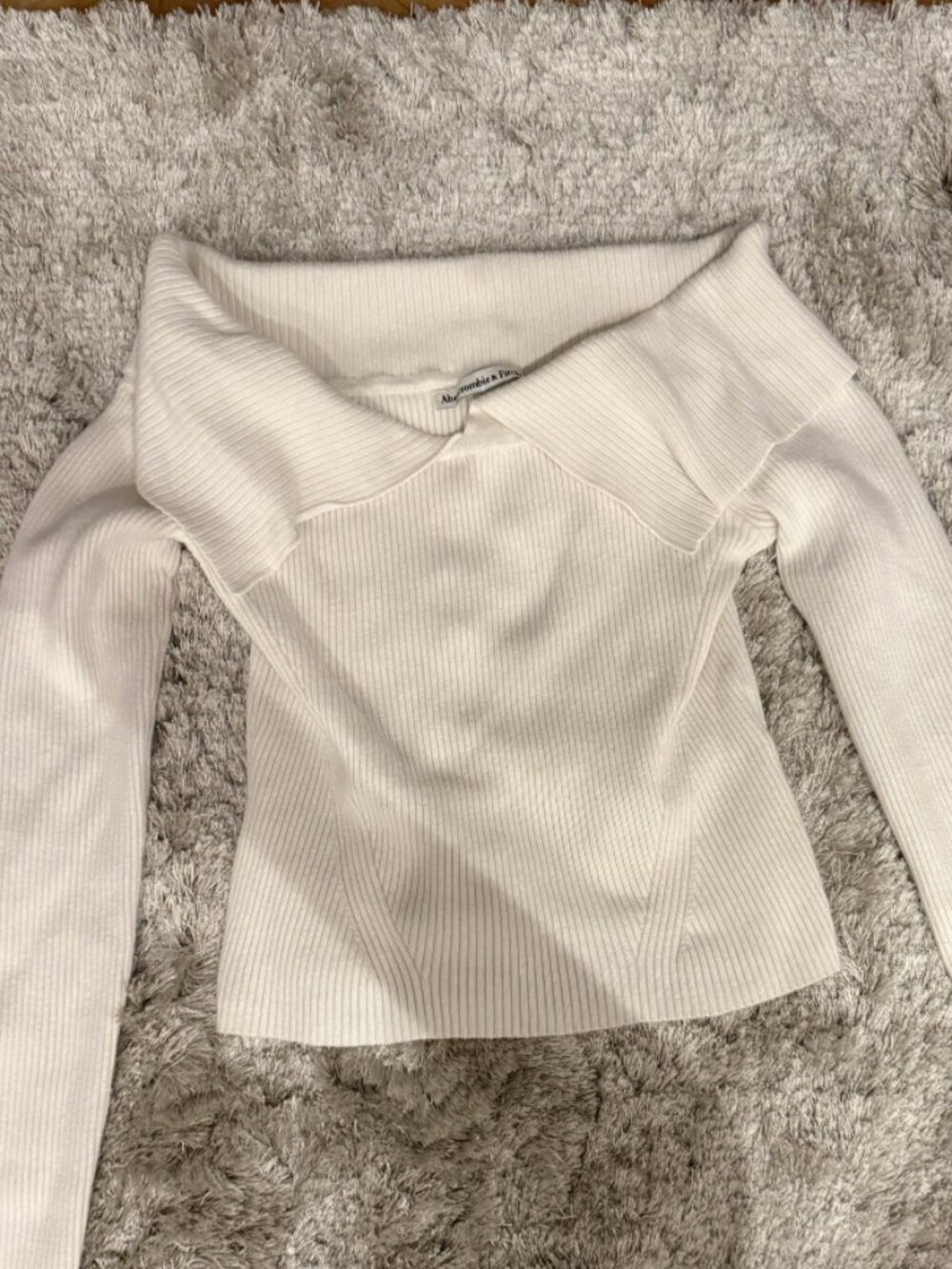 Abercrombie & Fitch Off-The-Shoulder Ribbed Sweater Top XS Cream